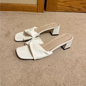 White Block Heel Sandals